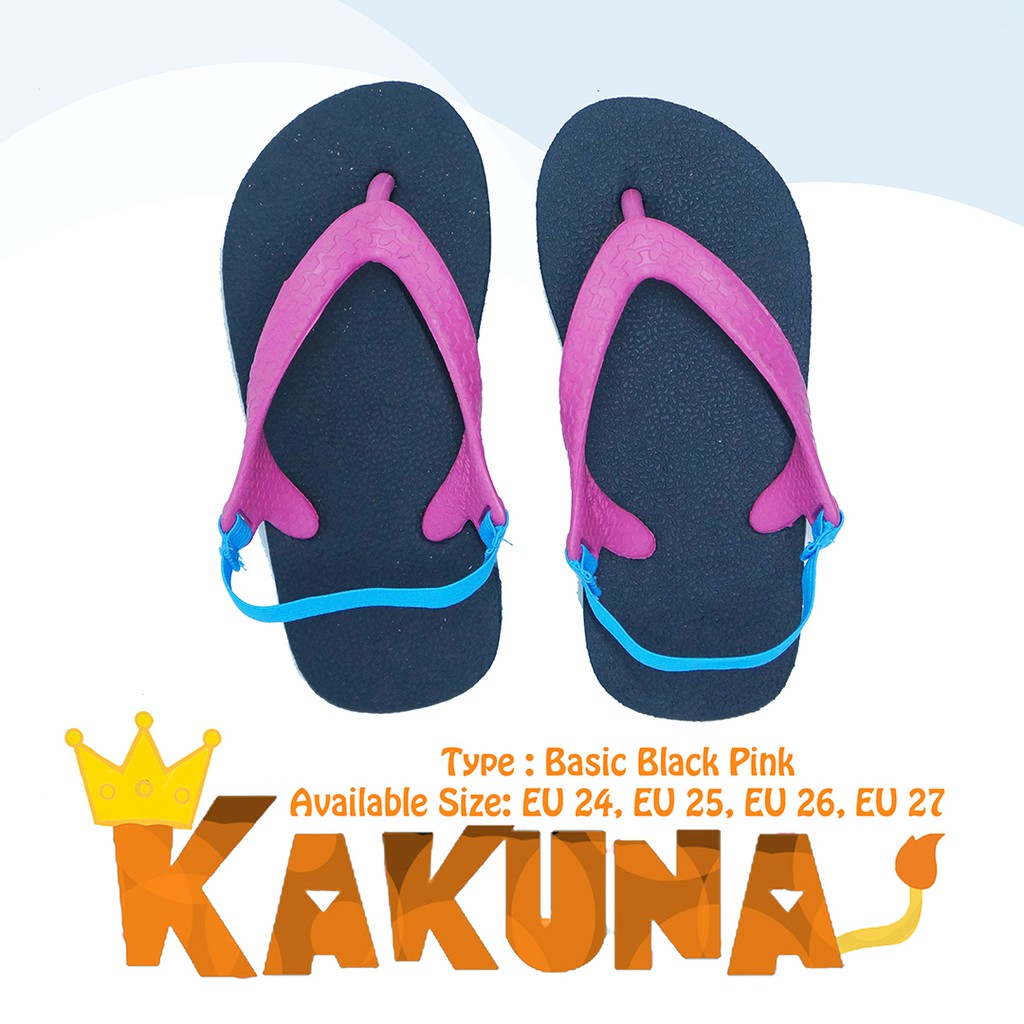 Sandal Kakuna anak Perempuan Warna Tipe Basic Black Pink umur 2-5 tahun