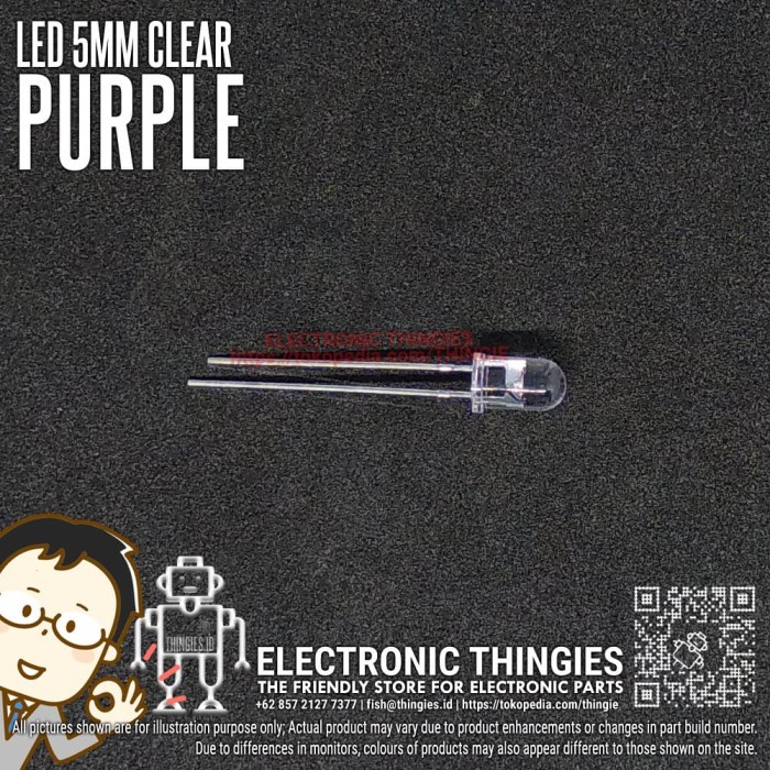 LED 5MM 5 MM CLEAR PURPLE UNGU LAMPU