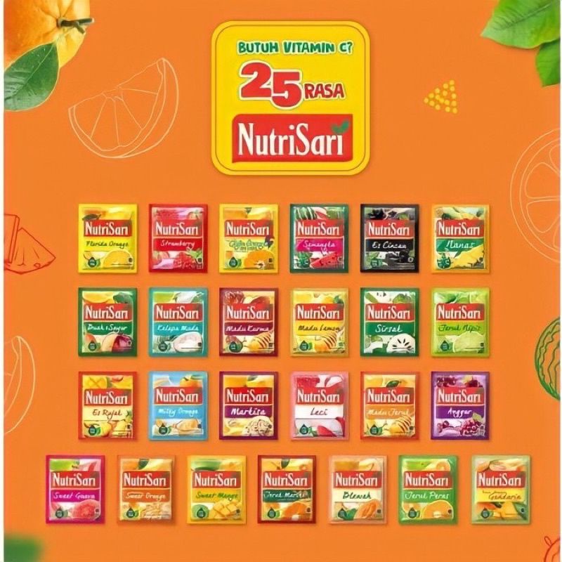 Nutrisari jeruk peras,blewah,markisa,es cincau  10sachet