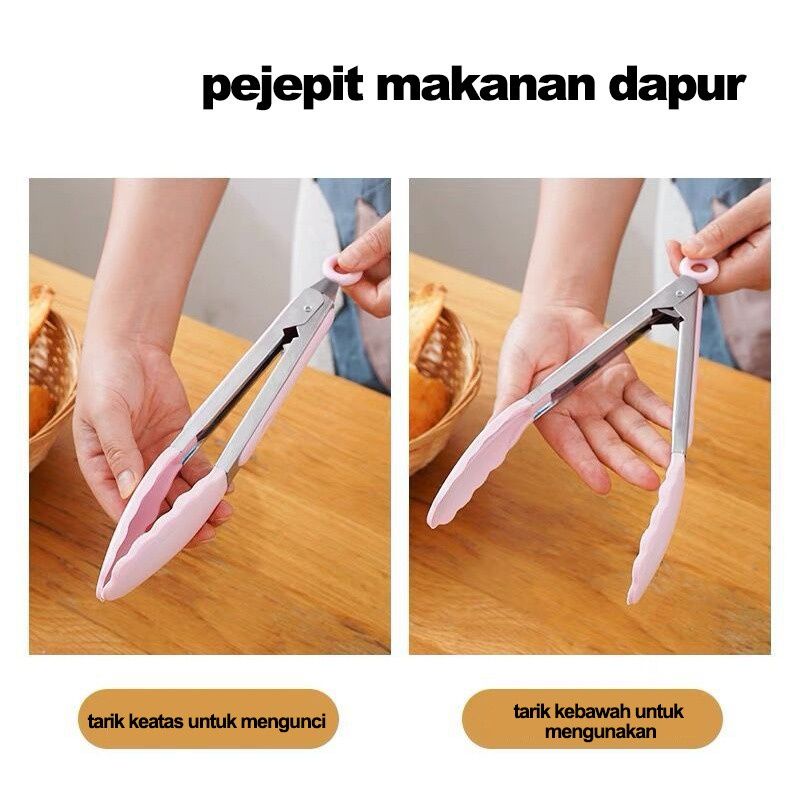 food tongs pencapit warna/penjepit silicone makanan roti kue gorengan/capitan silicone masakan