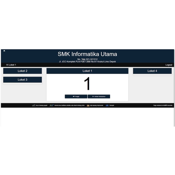Aplikasi Loket Antrian Berbasis Web PHP