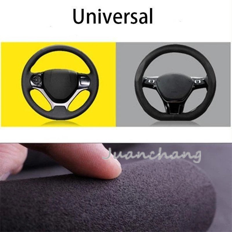 1pasang Sarung Setir Mobil Suede Handle Anti-Slip Protection Cover Winter Sarung Mewah Tidak Terlihat Kotor Coklat Hitam Universal Aksesoris Dekoratif