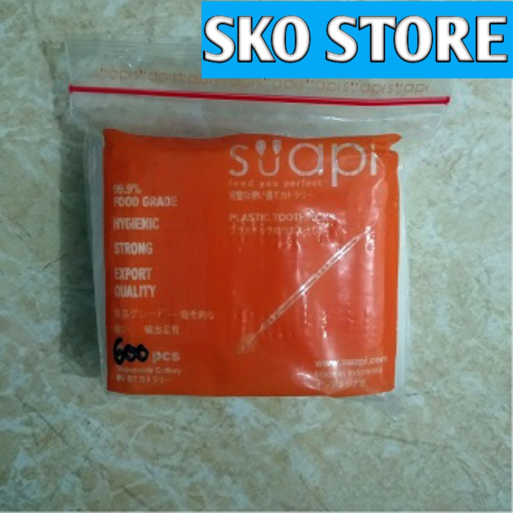 Tusuk Gigi Plastik Suapi Isi 600 Pcs/Biji