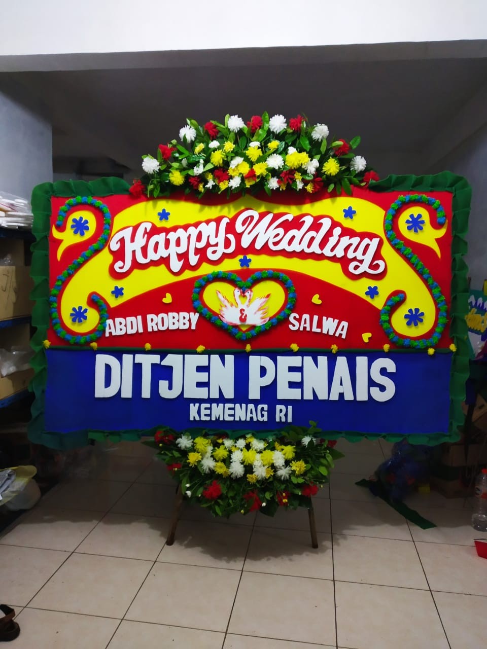 Karangan Bunga Papan Bunga Opening Wedding  Ukuran 2m X 1,25m