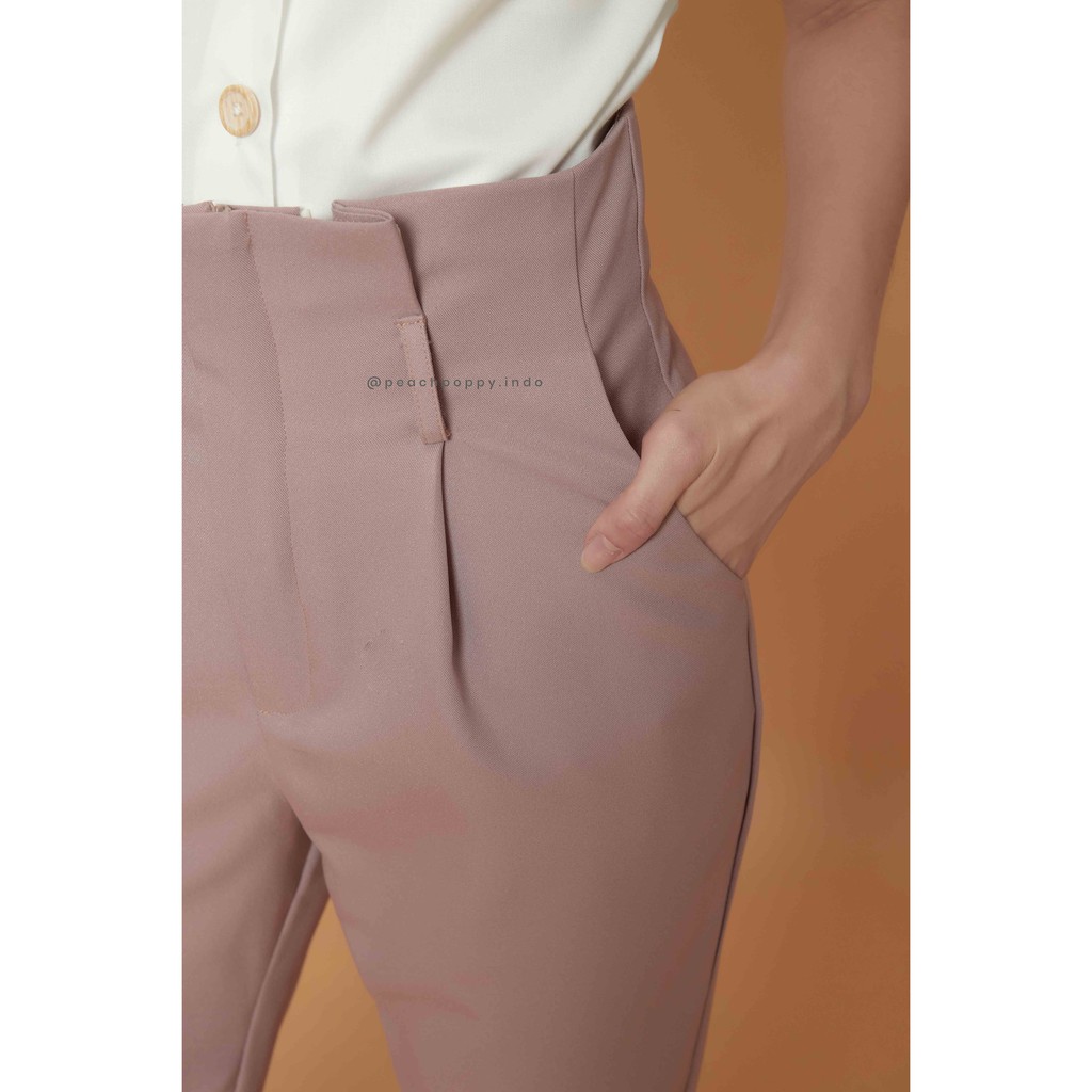 Peach Poppy Jiyu Pants - Celana Panjang Highwaist Bahan Wanita Casual Office All Size