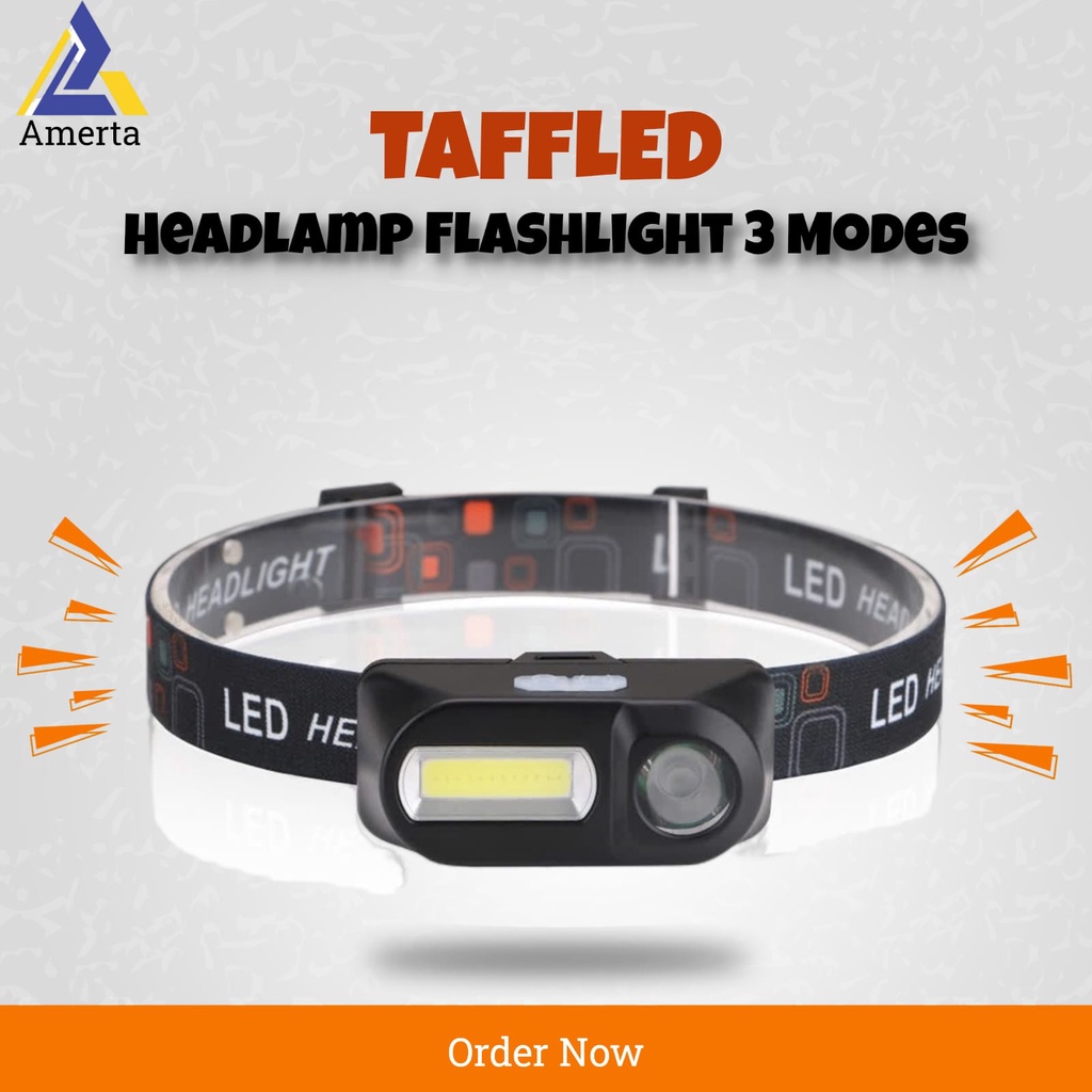 TaffLED Headlamp Flashlight Headlight LED 3 Modes COB