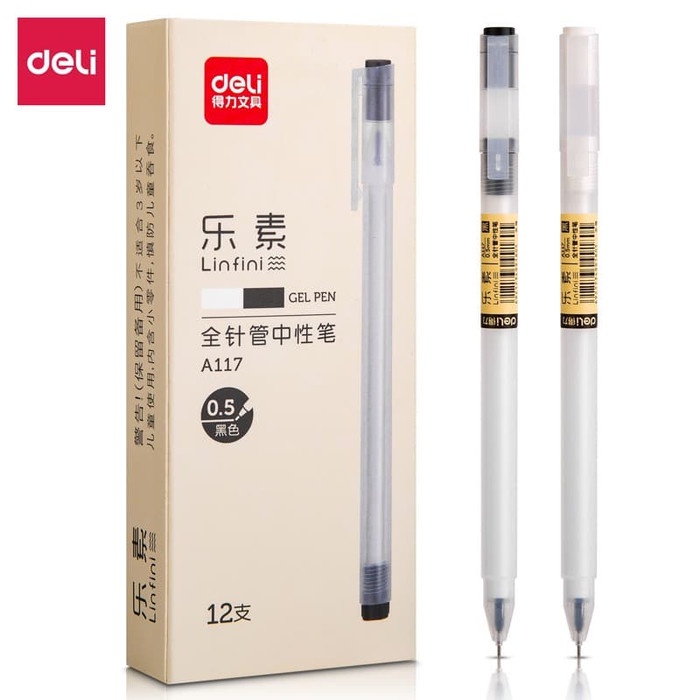 

TULIS-ALAT- DELI GEL PEN PULPEN GEL WARNA HITAM 0.5MM A117 - 1 PCS -ALAT-TULIS.