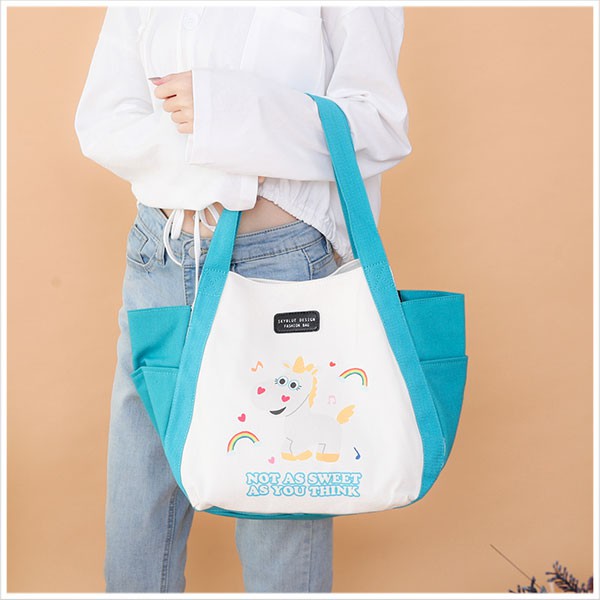 Tas Tangan Disney Karakter Lucu Unicorn Murah Skyblue Tote Wanita Rantang Cewek [SK029]
