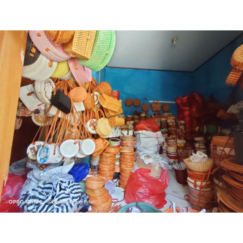 TERBARU TAS ROTAN BALI / LOMBOK , TAS ROTAN BULAT POLOS / MOTIF ULIR/ DOBEL ULIR / DOMPET DECO