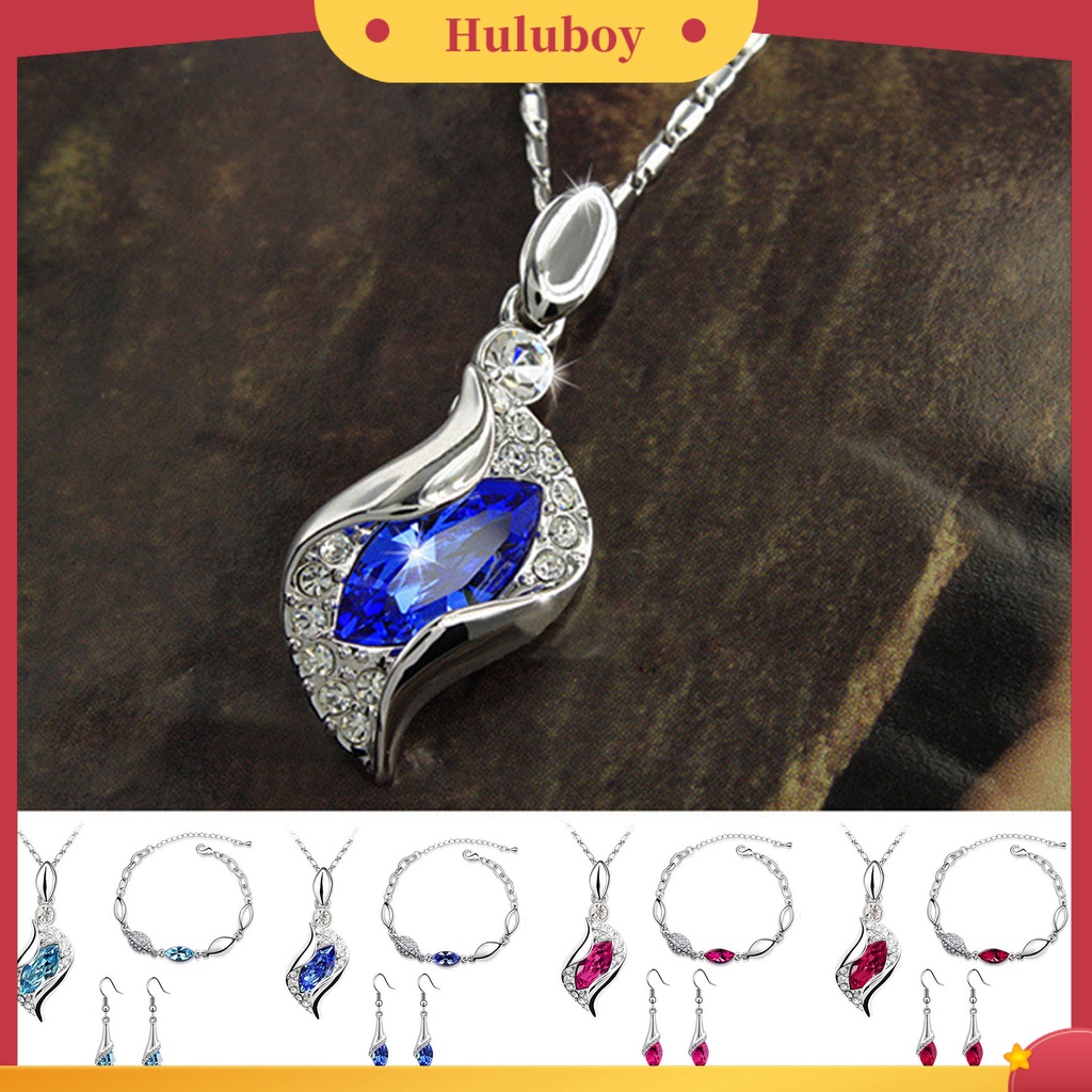 Hu Hu Hu Hu Hu Alat Bantu Pasang Kacamata♡ 1 Set Kalung Gelang Kristal Imitasi Bahan Alloy Untuk Wanita