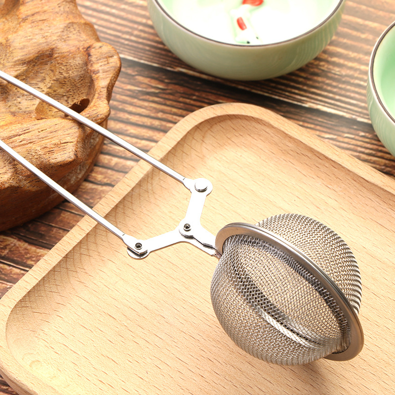 Kitchen Gadget Mesh Teh Kopi Herb Spice Filter Stainless Steel Gagang Panjang Pegangan Saringan Teh Bola Infuser Tea Bag Filter Diffuser Teko