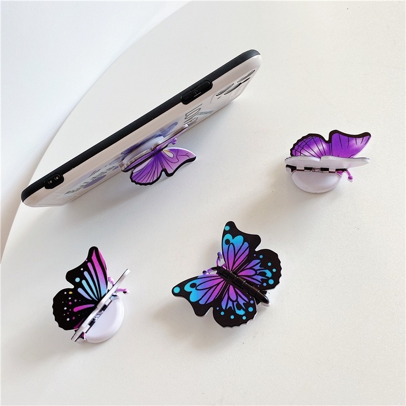 Stand Holder Ponsel Model Butterfly Expanding 3d Dapat Berputar 360 Derajat Anti Jatuh Untuk iPhone