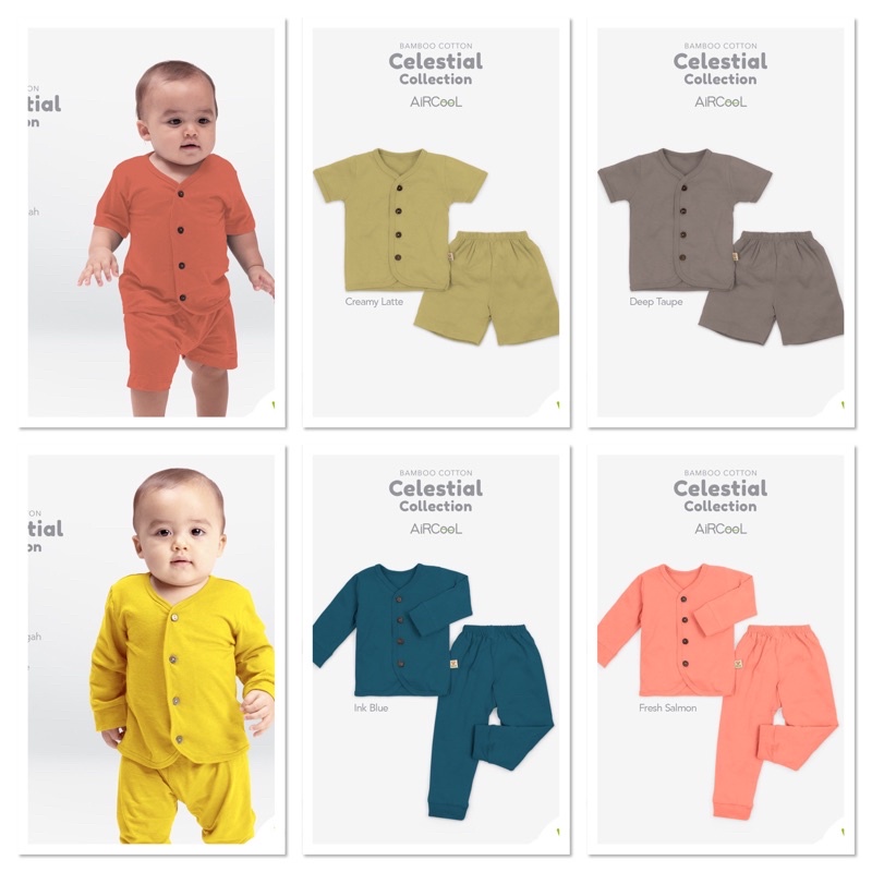 Velvet Junior Celestial Collections Earth color / Stelan Piyama kancing Tengah Nb-SML