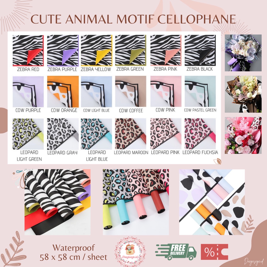 

[1 LEMBAR] FLOWER WRAPPING CUTE ANIMAL MOTIF CELLOPHANE WATERPROOF ECER | ZEBRA COW LEOPARD CUTE ANIMAL CELLOPHANE KERTAS PEMBUNGKUS BUNGA KERTAS BUKET BUNGA HAND BOUQUET WRAPPING PAPER KERTAS KADO FLOWER WRAP