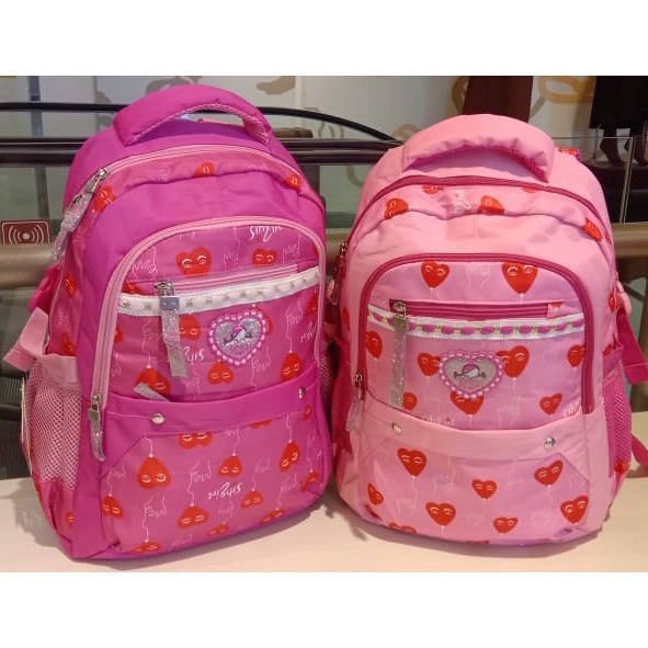 TAS RANSEL ANAK MOTIF LOVE MERK SILVER GIRL BY ELIZABETH