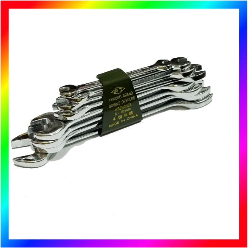 KUNCI PAS FUKUNG 6 - 22 MM 8PCS DOUBLE OPEN END SPANNER