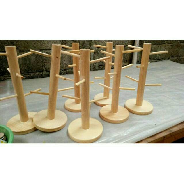 Mug Holder Kayu / Tempat gelas Kayu / Gantungan Cangkir Kayu / Rak Gelas Cangkir kayu