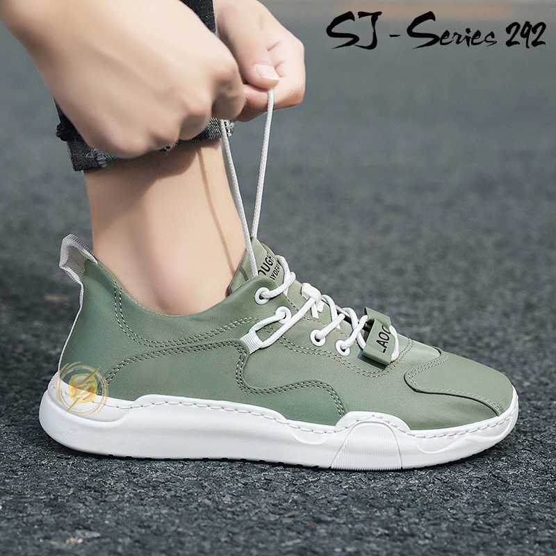 [JWALK] Sepatu Sneakers Fashion Pria Tali Elastis Series 3 ARMY Kualitas Import Premium -292