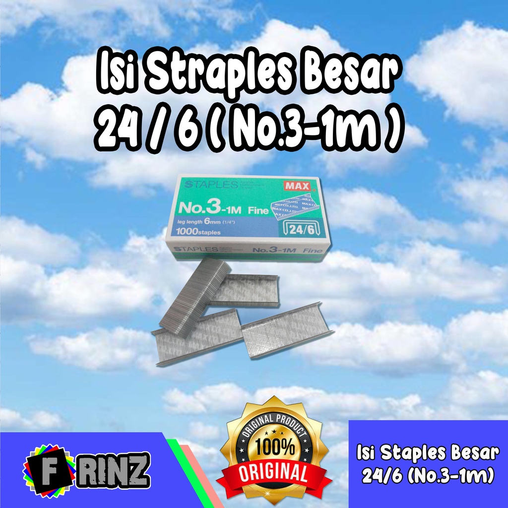 

ATK ~ Isi Staples No. 3 - 1m atau 24 / 6 ( Untuk Straples Besar )