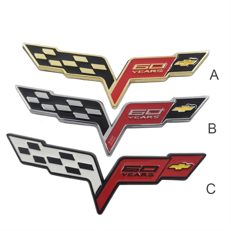 1pc Stiker Emblem Logo Chevrolet 60 YEARS Bahan Metal Untuk Bagasi Belakang Mobil