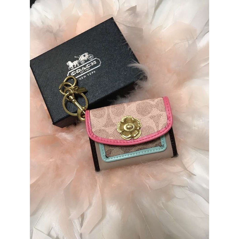 COACH FLOWER WALLET KEYCHAIN