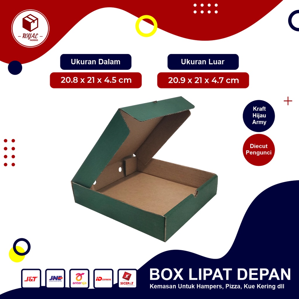 Box Polos size 21 x 21 x 4,5 cm Kardus/Packing/Polos/Pizza/Box/Hampers/BoxPizza - Bisa custom sablon-2