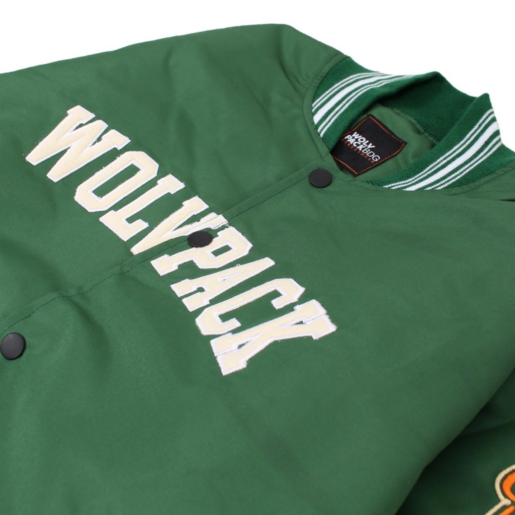 WOLPACK Jaket Bomber Varsity Green Bordir Premium Original Katun Top Quality