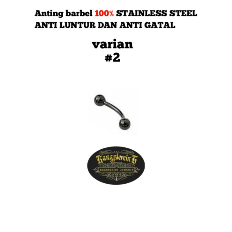 BARBEL HITAM STAINLESS STEEL 100% ANTI LUNTUR DAN ANTI KARAT