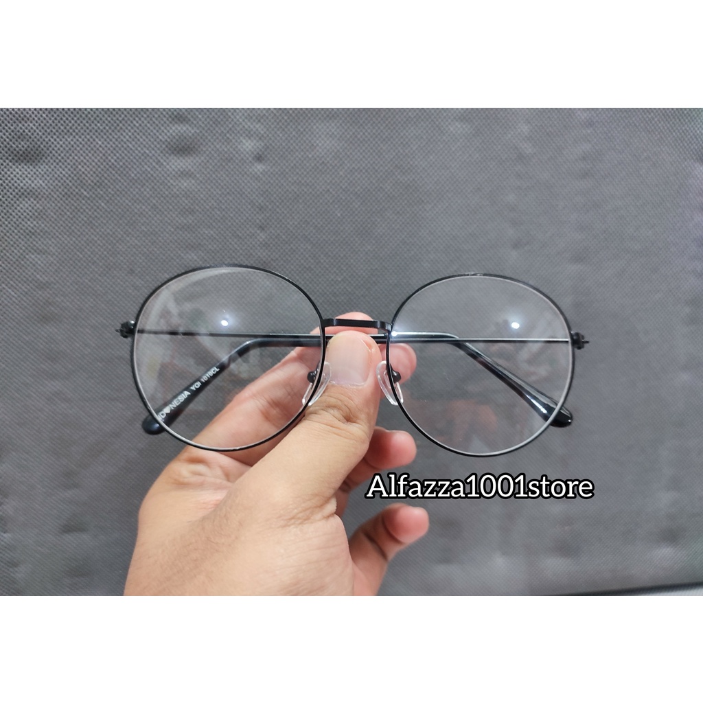 YOI1019-Kacamata Korea Lensa Bening/Hitam Cocok Untuk Pria Dan Wanita Bahan Besi Full