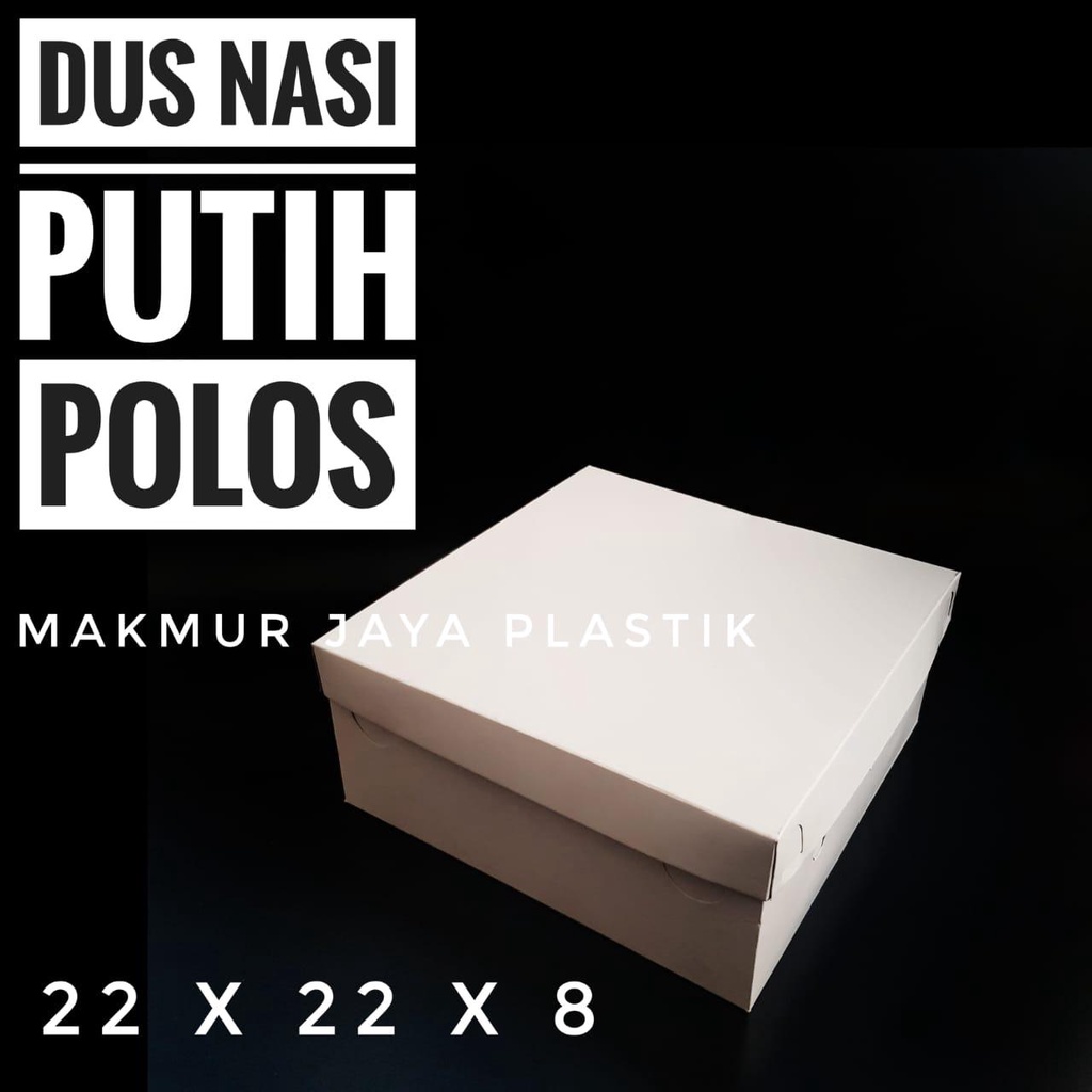 Box nasi kotak dus kue kardus putih polos uk 22 x 22 x 8 cm