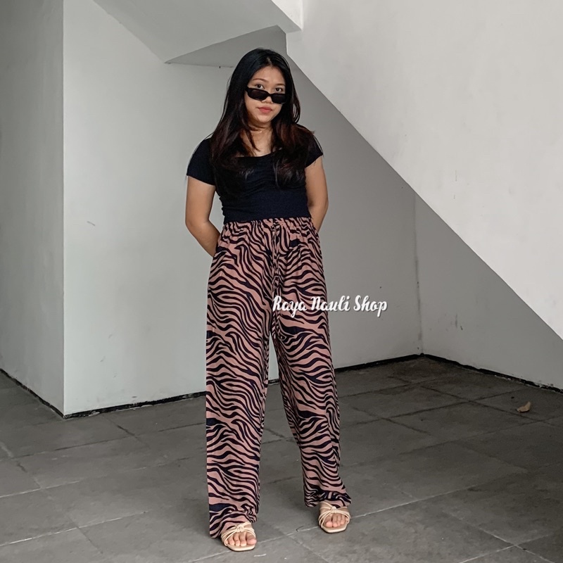Kulot Motif Bali Rayon Premium-Kulot Zebra Coklat