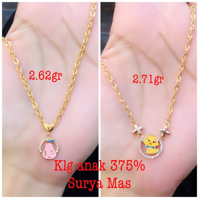 Kalung anak buah emas 375%