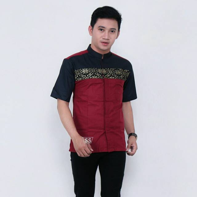 DISTRO Batik HRB026 Kenongo Kemeja Tosca Pendek Pekalongan  Pad M L XL Sogan Tulis Halus Bagus Laris