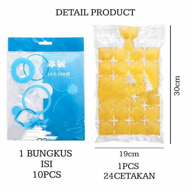 Kantong Plastik Cetakan Es Beku Sekali Pakai Cetakan Es Batu Isi 10pcs 24 Ice Cube