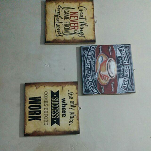 Hiasan Dinding Poster Kayu 1 Set Lafaz Allah Muhammad Kata Quotes Islami 20x20cm