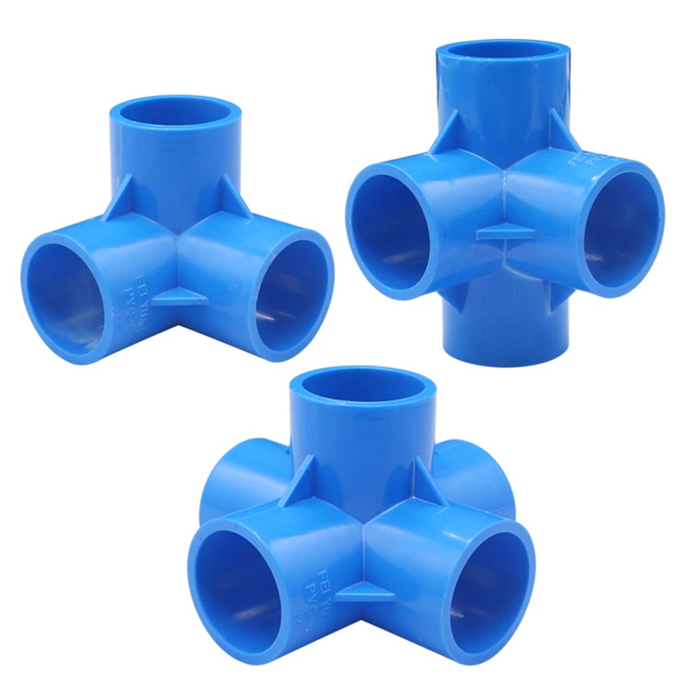20-50mm Konektor Pipa PVC Biru / Tabung Air Irigasi Siku T Alat DIY
