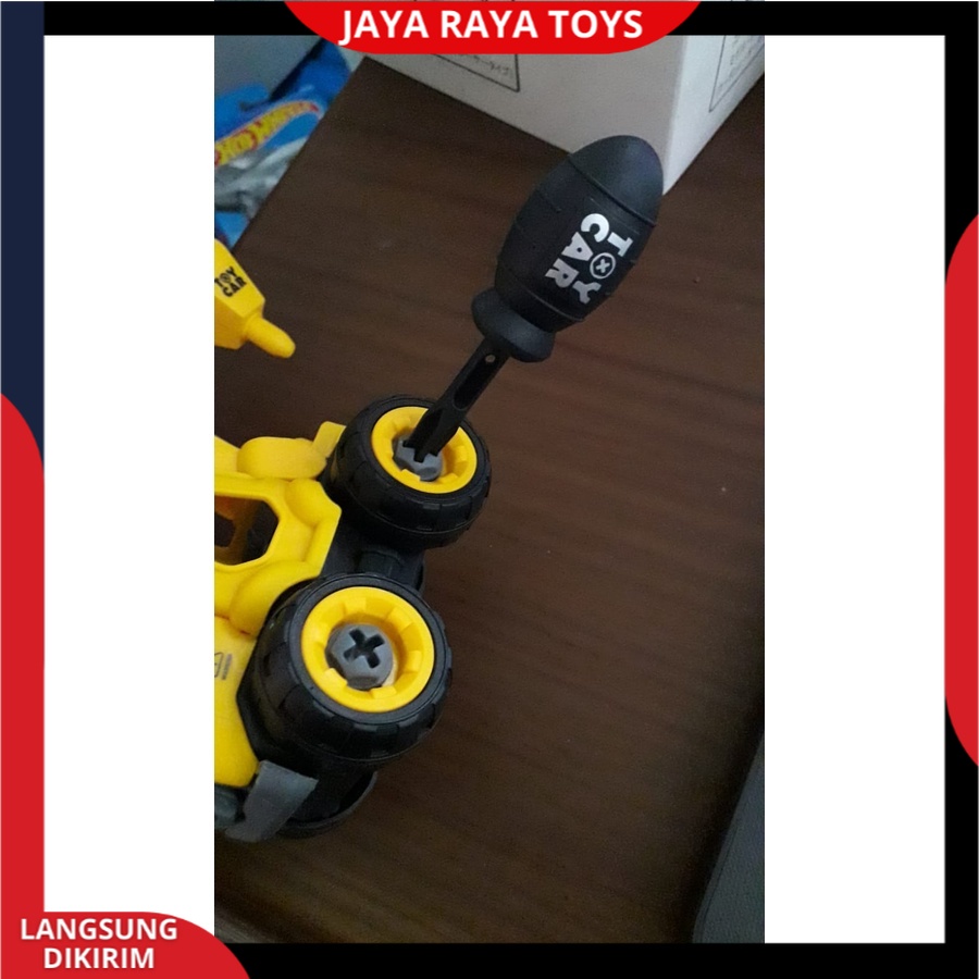 ( PROMO ) Mainan Anak Mobil Truk Bongkar Pasang DIY Obeng Toy Car Mixer Truck 1 set Kemasan Kantong