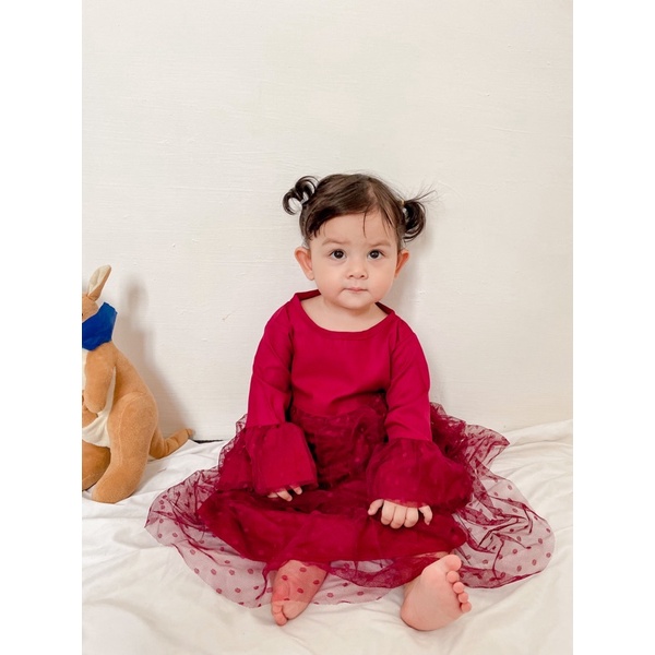 gamis bayi anak baby cewek 1 2 3 tahun balita perempuan tile burkat katun toyobo adem free jilbab NAGITA Gamis dress