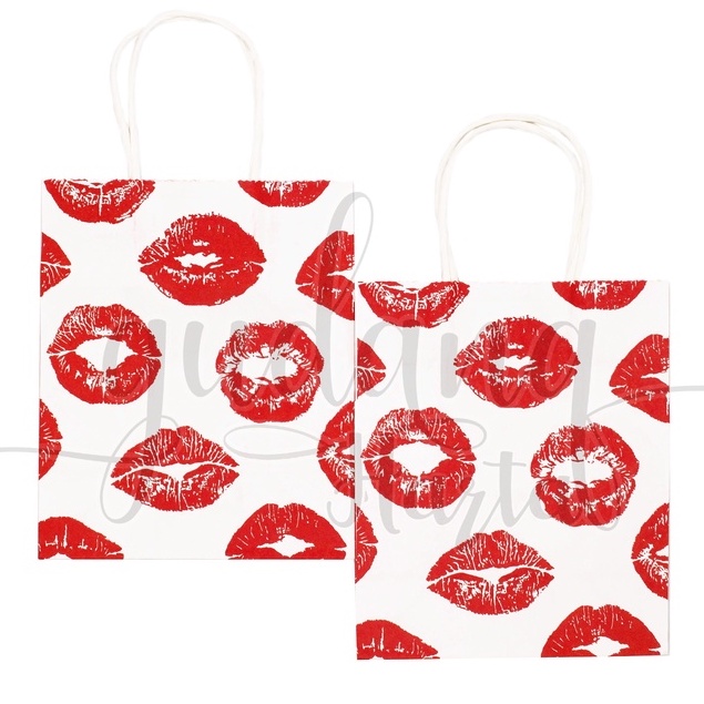 Paper Bag Hickey Lipstick Mark Tas Kado Motif Mouth Unik GH 507015