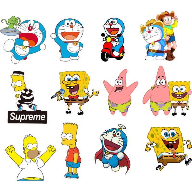 

Sticker brand Kartun Bahan Graftac Paket isi 12pcs stiker anti air tahan lama high quality