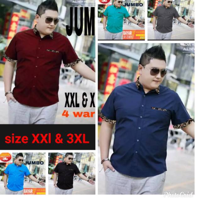 Kemeja Bigsize/jumbo ERIC/baju kemeja pria  lengan pendek