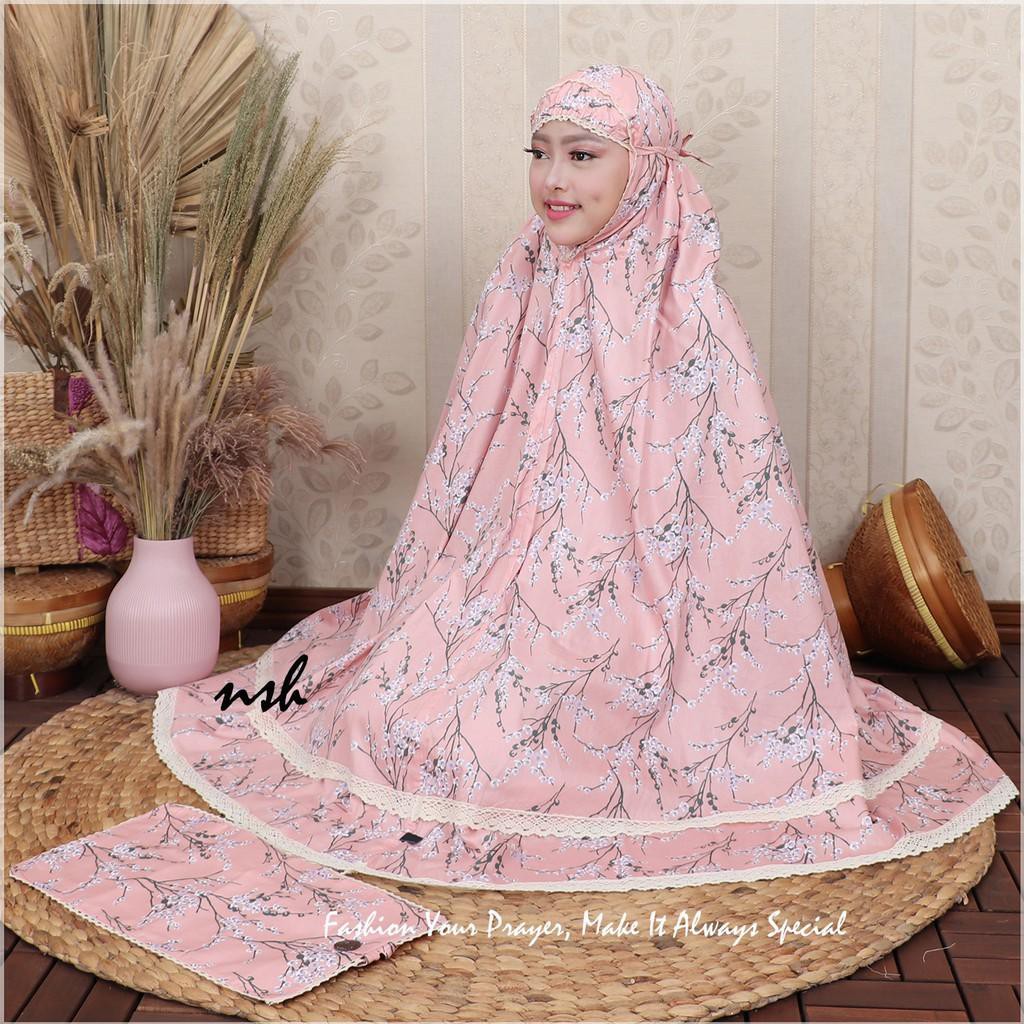 HUBABAHSTORE MUKENA KATUN JEPANG ORI MOTIF BUNGA TAS SAJADAH by NSH (READY BANYAK WARNA DAN MOTIF)