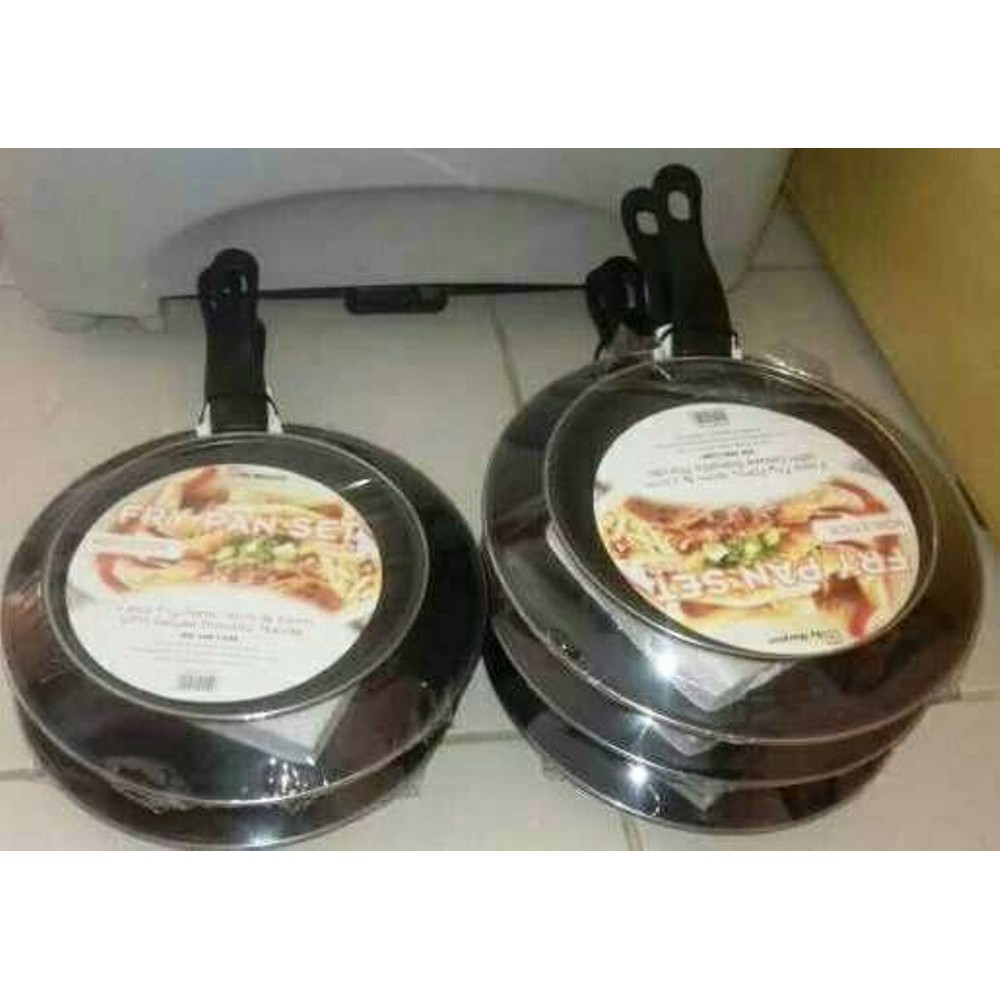 Teflon Maspion Frypan Fancy Hitam Set Isi 2 Anti Lengket Wajan Size18 &amp; 23 cm Terlaris