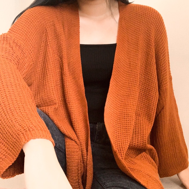 coral cardigan