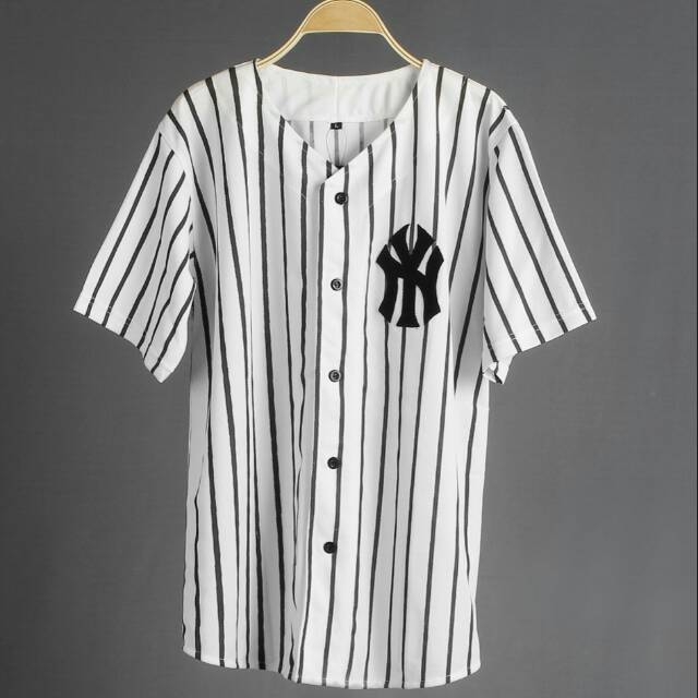 Jual Baju baseball NY salur putih Indonesia|Shopee Indonesia