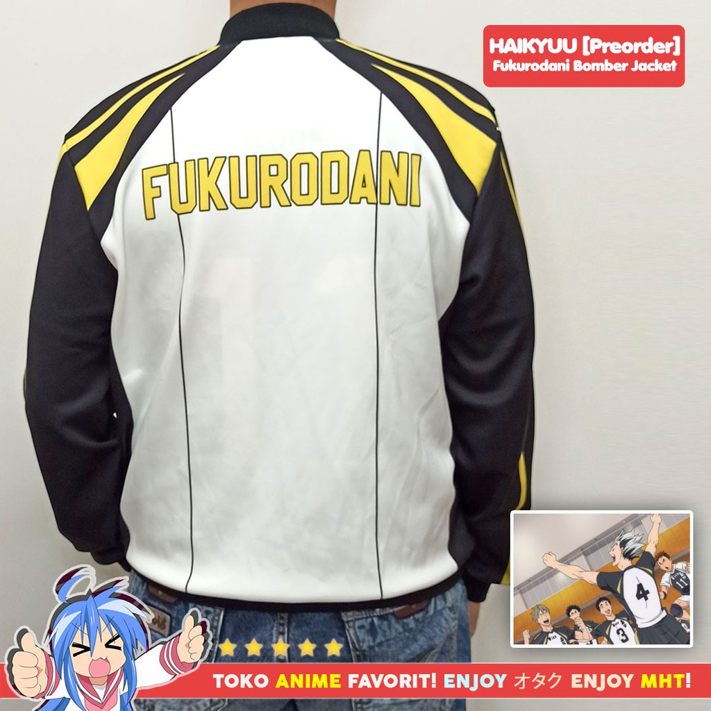 Jaket Sukajan Bomber Anime Haikyuu Fukurodani Bokuto Akaashi