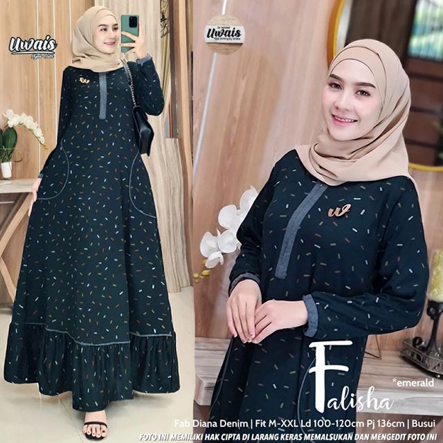 Gamis Wanita Calvin Jeans Diana Busui Tebal Melar Nyaman di Pakai Fane Levila Gamis Muslim Kekinian-FALISHA BOTOL