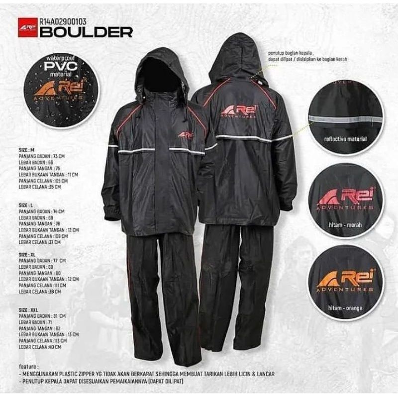 Jas Hujan Rei Boulder Raincoat Arei Original 100%