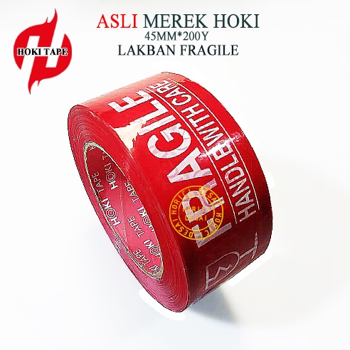 ASLI FULL MEREK HOKI LAKBAN FRAGILE 45MM*200Y JANGAN DI BANTING ISOLASI