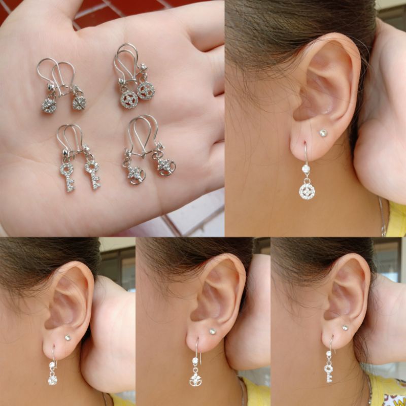 ANTING KAIT MP + GANTUNGAN MP VARIASI / ANTING KAIT PERAK ASLI SILVER 925 LAPIS EMAS/ ANTING FASHION WANITA TERBARU